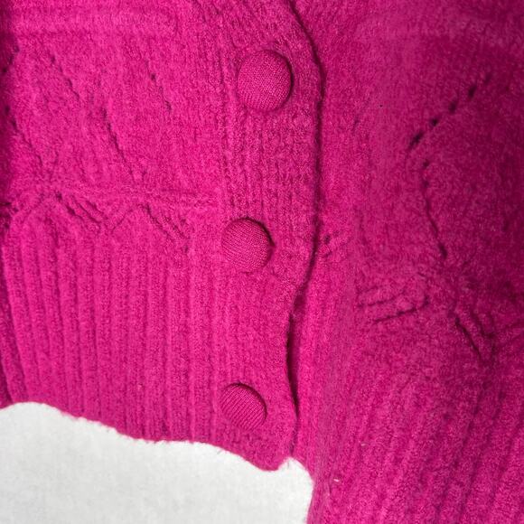 NWT Allison NY Hot Pink Textured Knit Oversized Cardigan – Size S - Picture 5 of 9